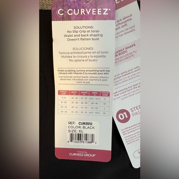 NWT Curveez Essential Square Neck Control Tank, Size XL (14/16), Black - Picture 7 of 10